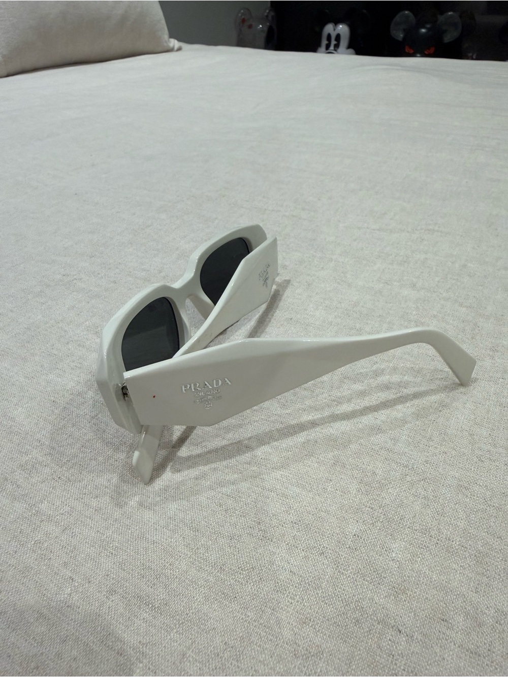 Prada White Chunky Rectangular Sunglasses